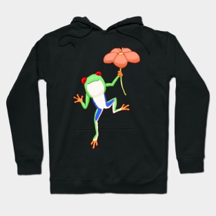 Red-Eyed Tree Frog and Flower Hoodie